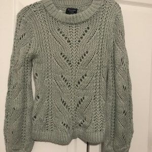 NWOT Abercrombie & Fitch Balloon Sleeve Loose Knit Mint Green Sweater XS